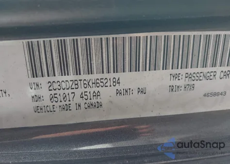 2019 Dodge Challenger R/T z USA, uszkodzony, nr VIN 2C3CDZBT6KH652184